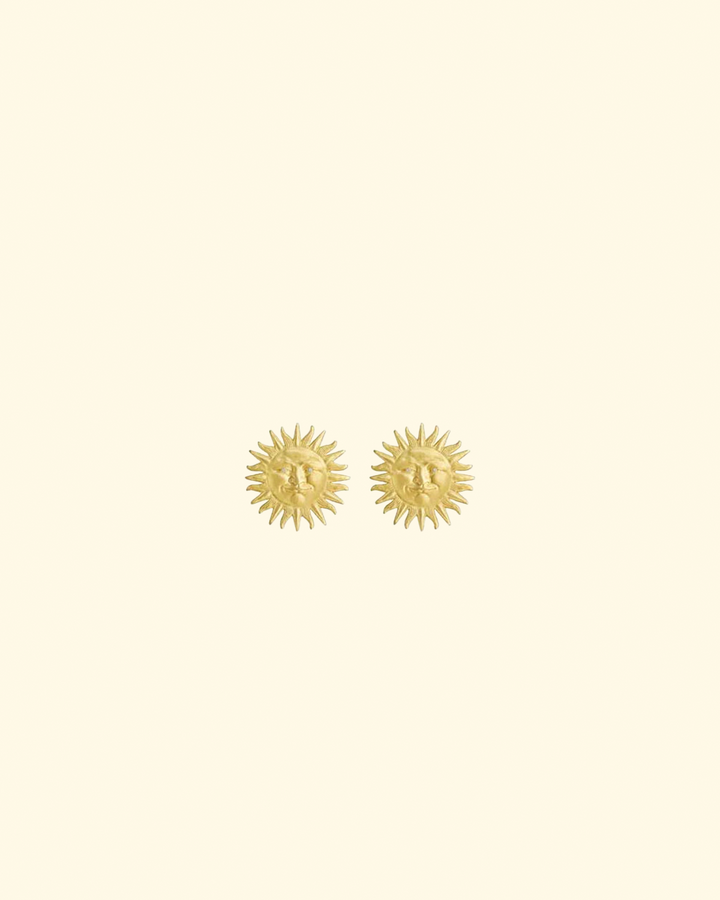 Tiny Sunface Stud Earrings | 18K Yellow Gold