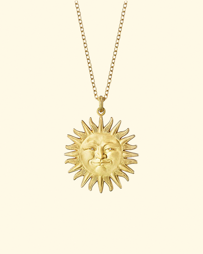Small Sunface Pendant | Yellow Gold W/ Diamond