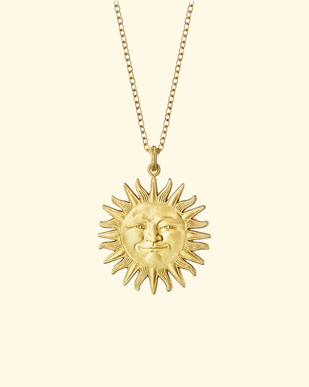 PREORDER Small Sunface Pendant | Yellow Gold W/ Diamond