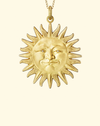 Large Sunface Pendant | Yellow Gold W/ Diamonds