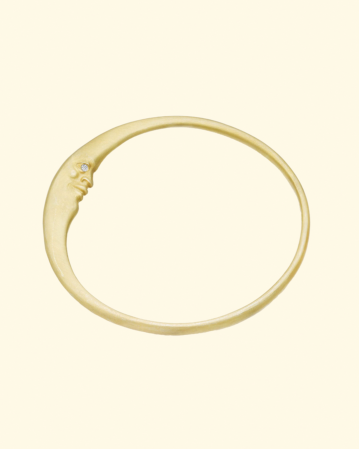 Gold Crescent Moonface Bangle