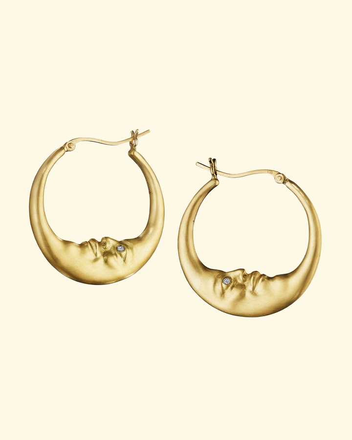 Large Crescent Moon Hoops Earrings