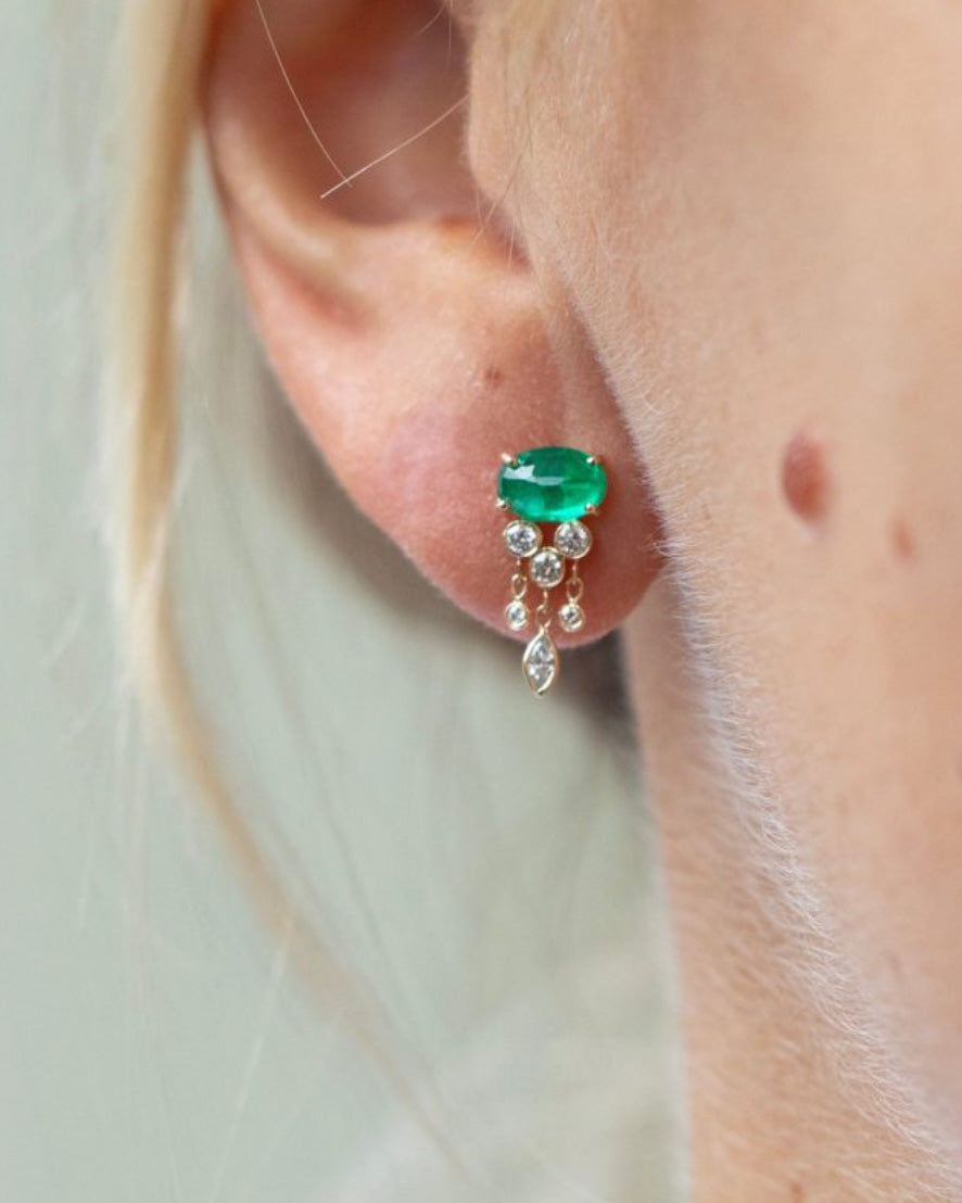 Jellyfish Earrings | Emerald & Diamond