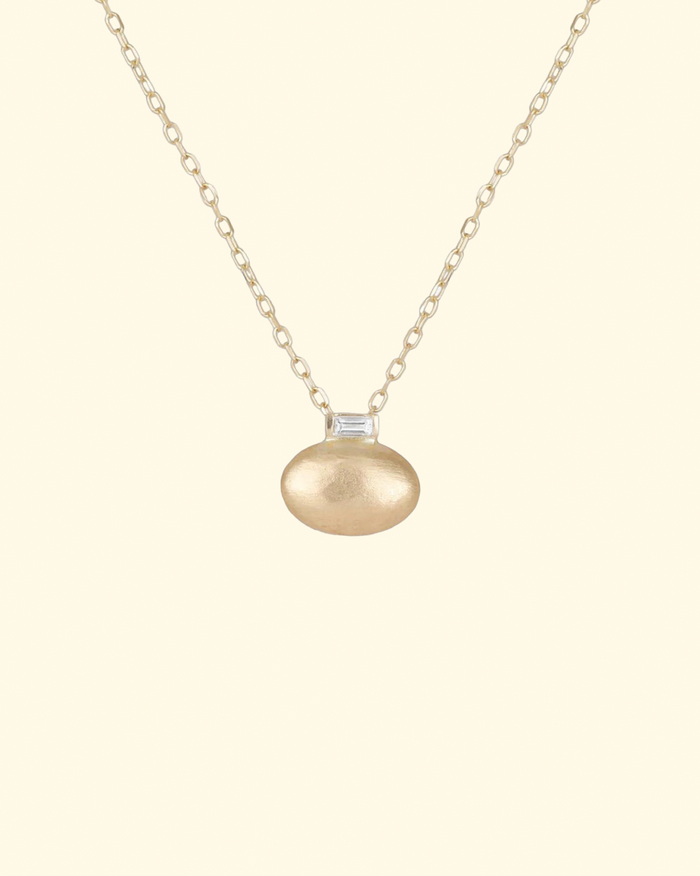 Small Oval Pendant with Baguette Diamond accent