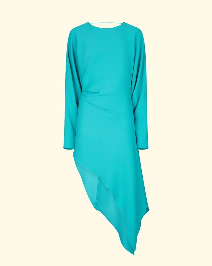 The Harkey Asymmetric Dress | Turquoise