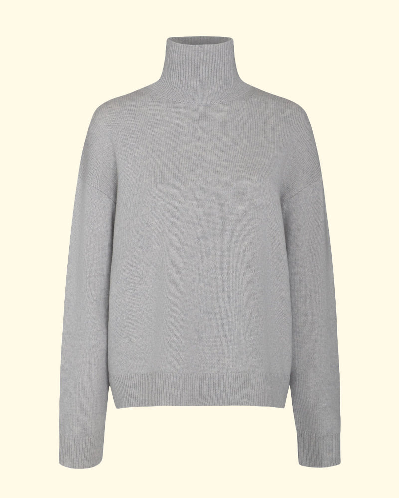 New Perfect Turtleneck | White Heather Grey