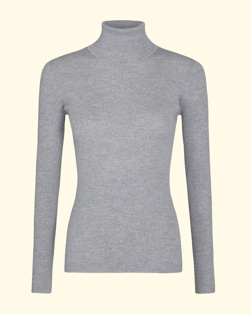 Knit Turtleneck | White Heather Grey