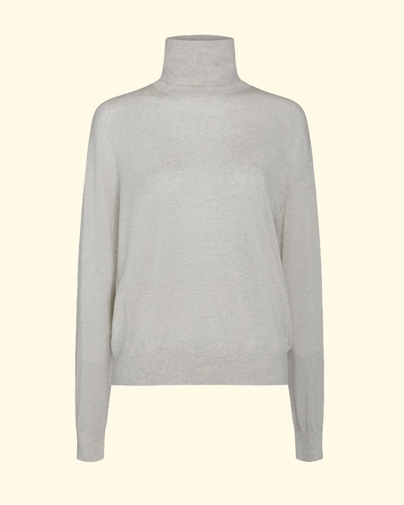 Easy T-Neck | White Heather Grey