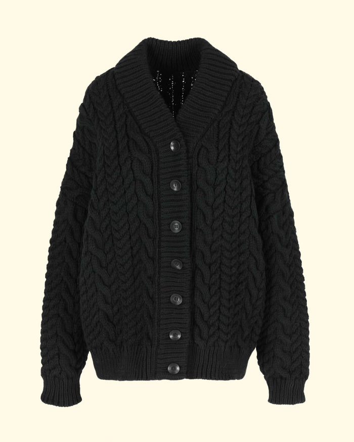 Barb Cable Cardigan | Black