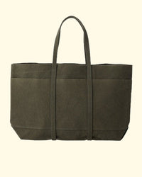 Washed Canvas 6Pockets Tote L| Olive