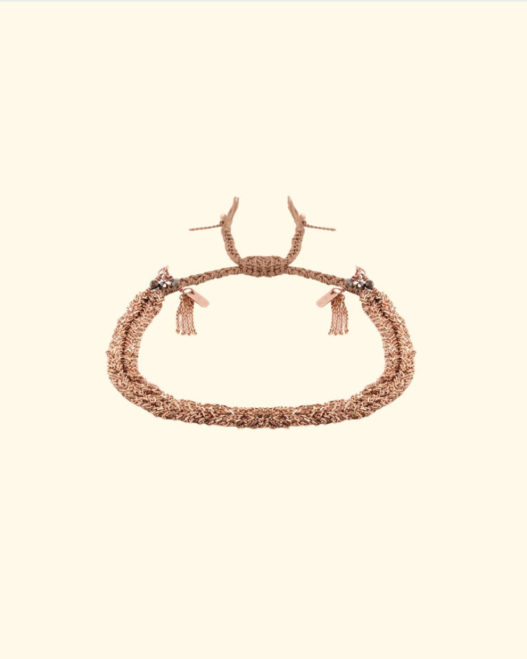 N° 183 Braided Bracelet | Pink Gold Beige