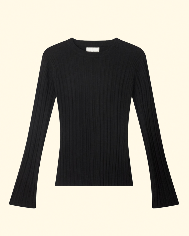 Elsa Rib Long Sleeve Top | Black