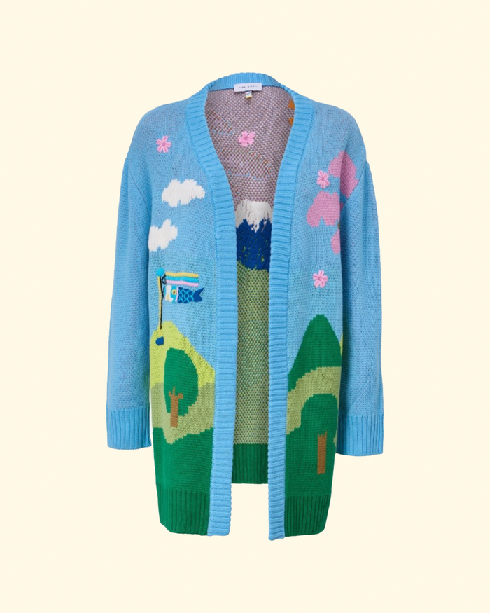 Mountain Scene Long Cardigan | Multi