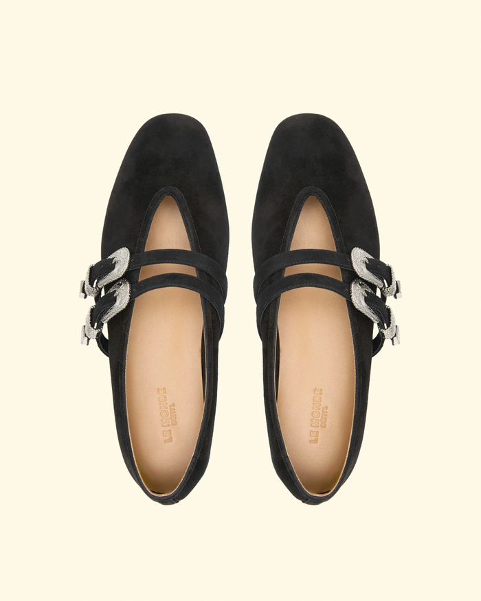 Claudia Western Buckle Slipper | Black Velvet