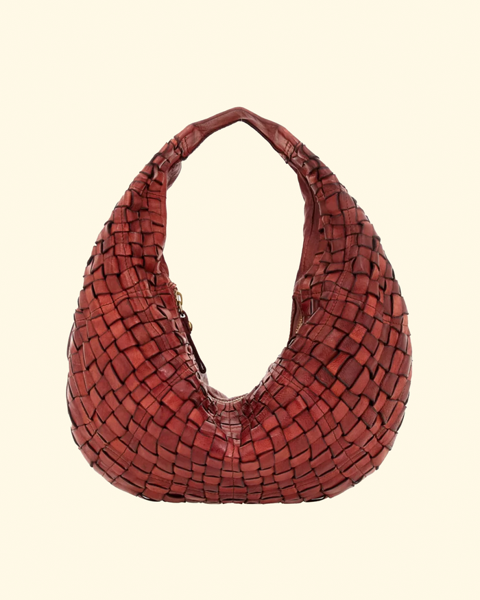 Woven Shoulder Bag | Burgandy