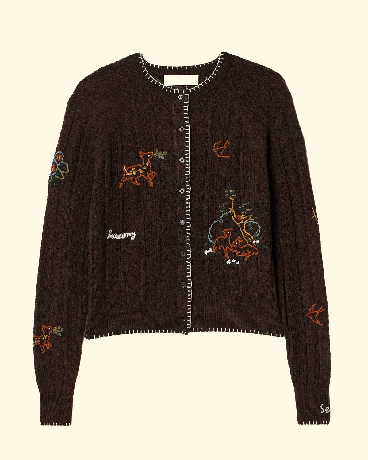 Martha Embroidery Cardigan | Brown