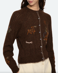 Martha Embroidery Cardigan | Brown