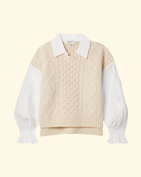 Devana Mixed Media Knit Sweater | Cream