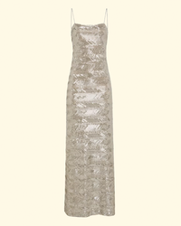 "La Danza del Mare" Sequins Slip Dress | Silver