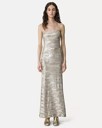 "La Danza del Mare" Sequins Slip Dress | Silver