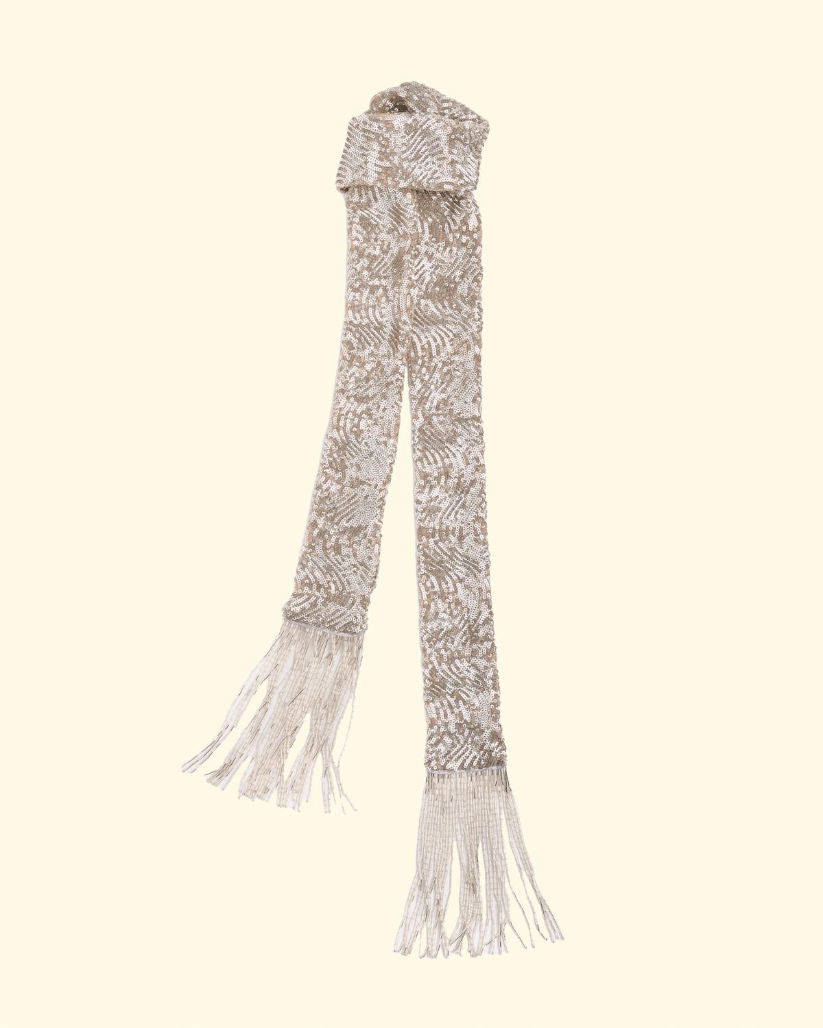 "La Danza del Mare" Sequins Fringe Scarf | Silver