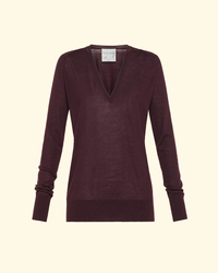 Superfine Merinos V-neck Sweater | Ruby