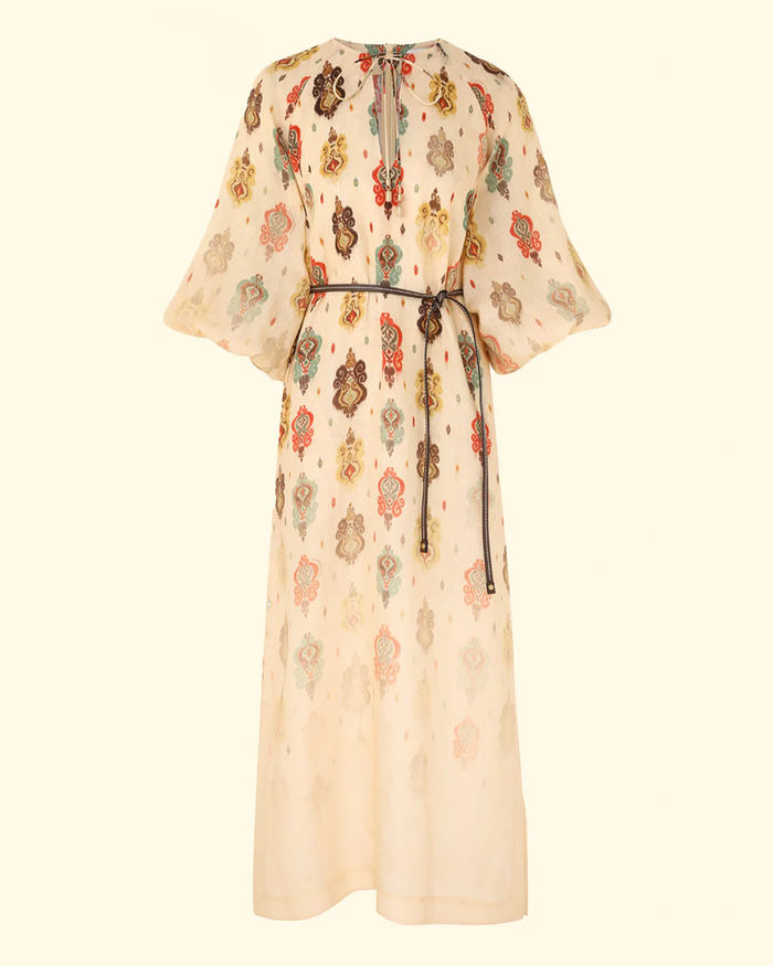 Wylie Midi Dress | Tan Ikat