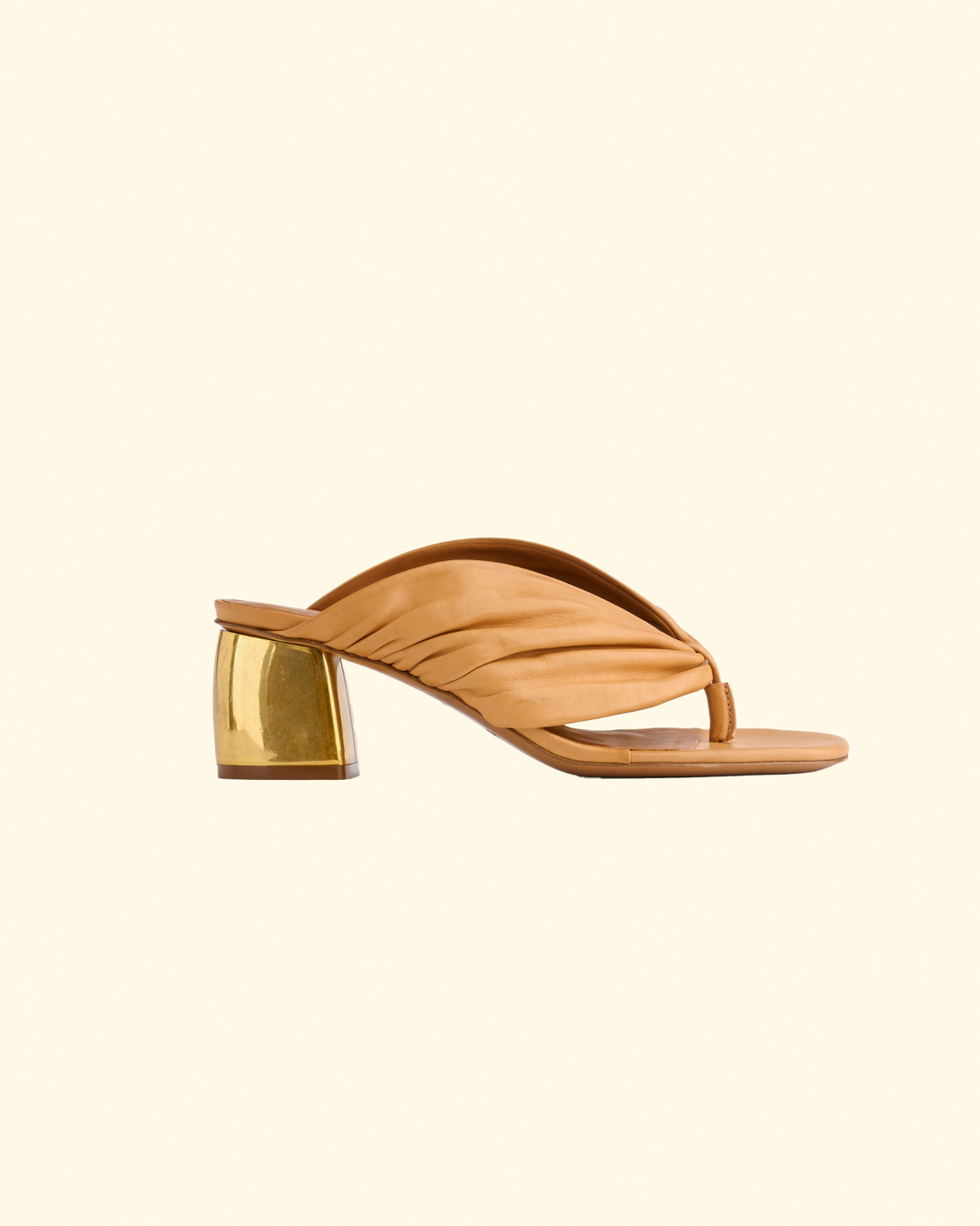 Leather Heeled Thong Sandals | Naturale