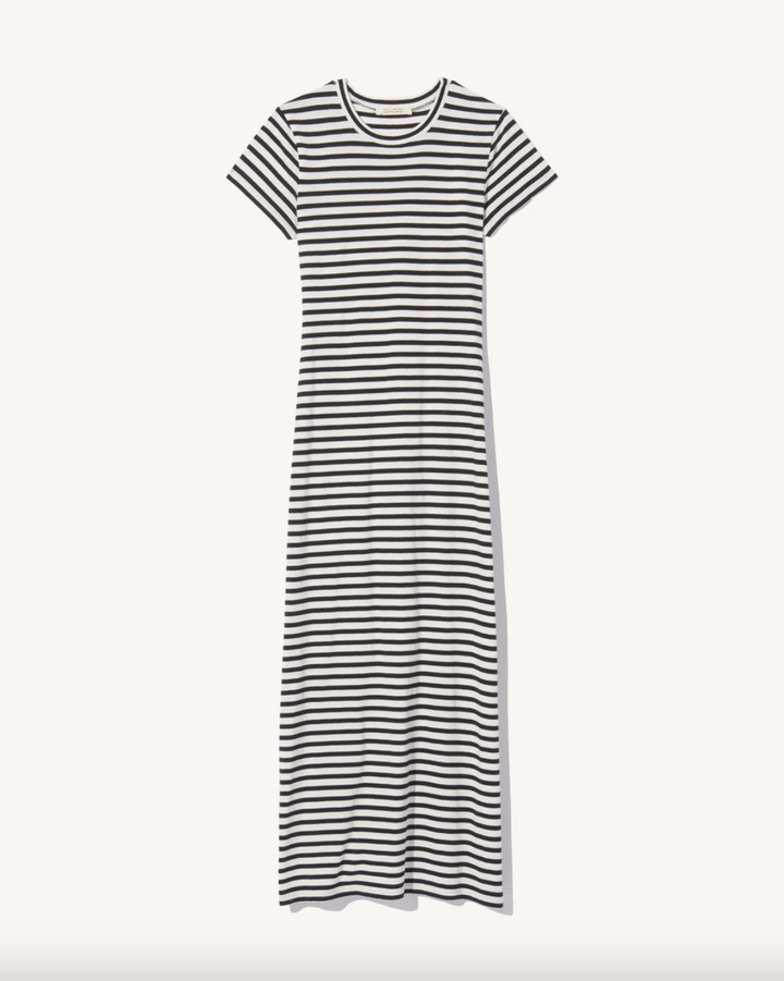 Lucinda Dress | Black/Ivory Stripe