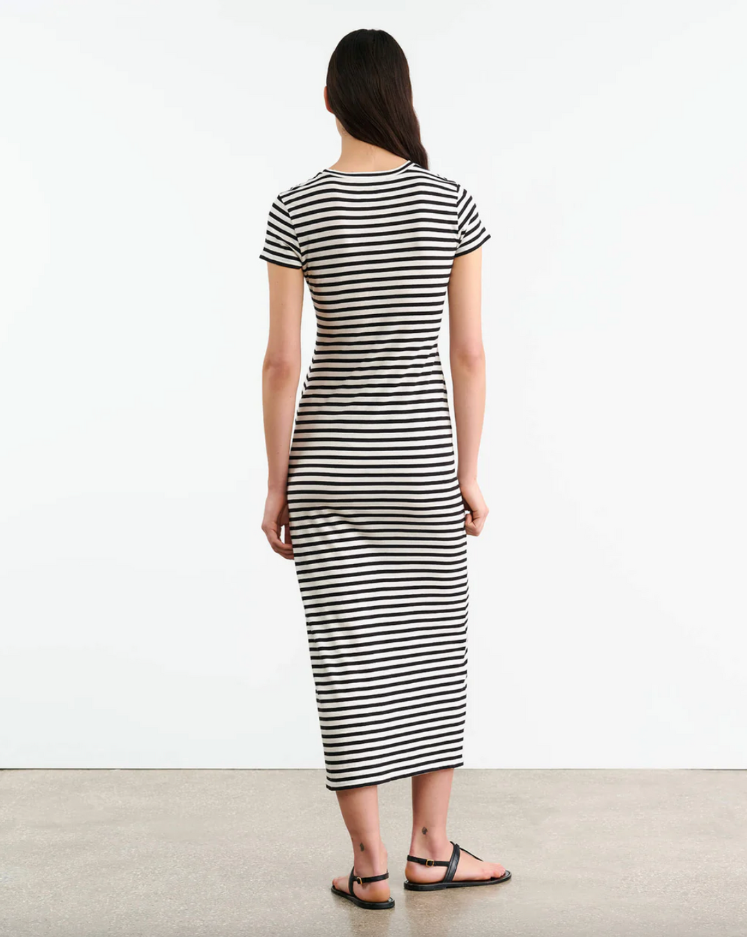 Lucinda Dress | Black/Ivory Stripe