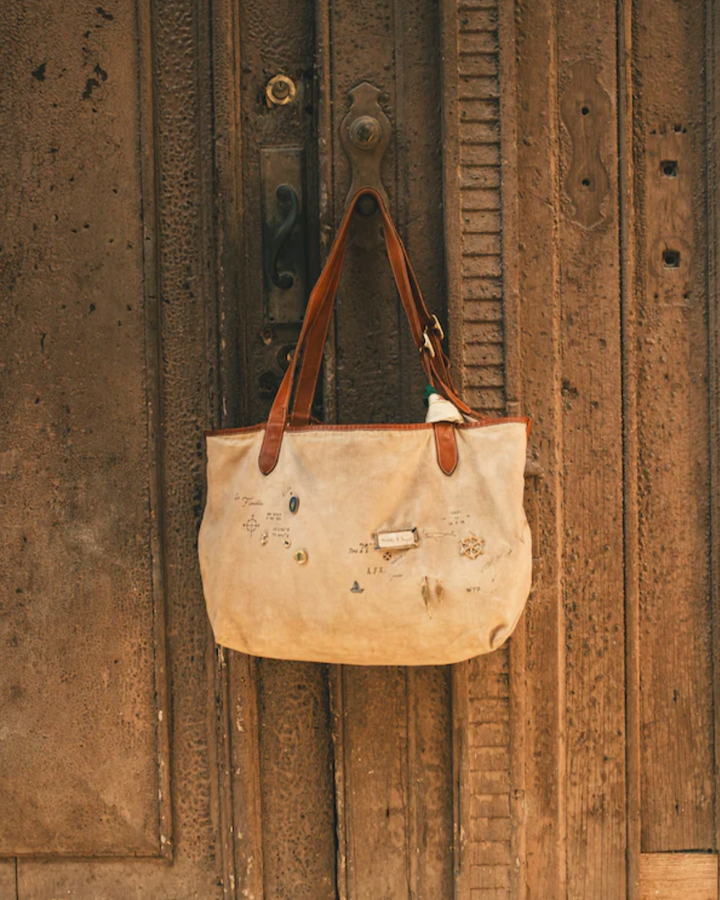 Plage Tote | Canvas Leather Brown