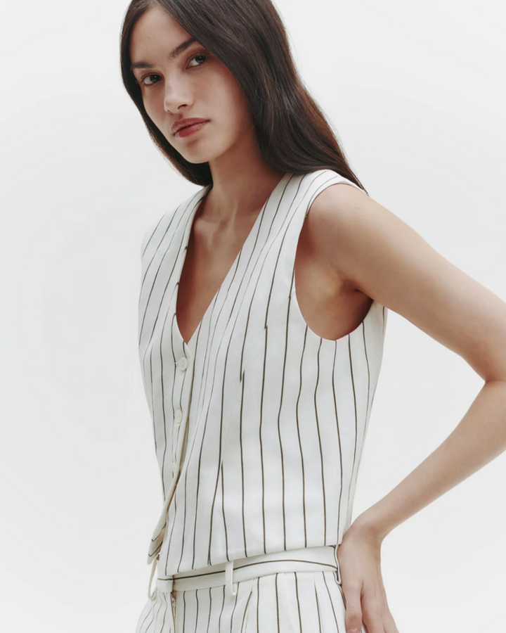 PREORDER Kikis Vest | Ivory Chocolate Stripe