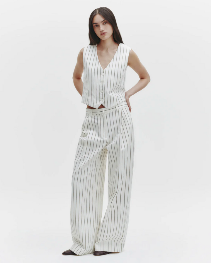 PREORDER Kikis Vest | Ivory Chocolate Stripe