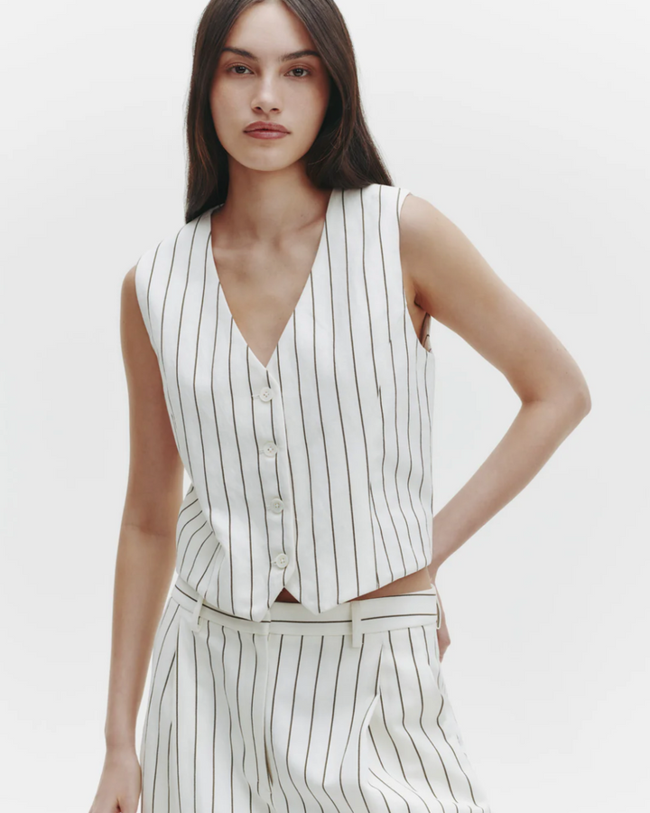 PREORDER Kikis Vest | Ivory Chocolate Stripe