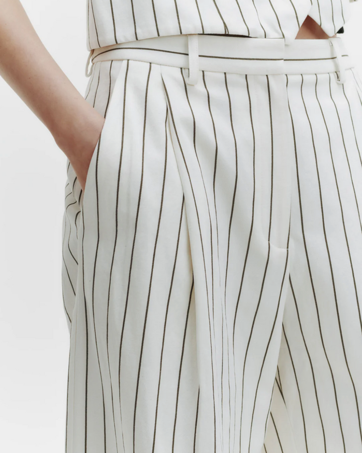 PREORDER Greenwich Avenue Pant | Ivory Chocolate Stripe
