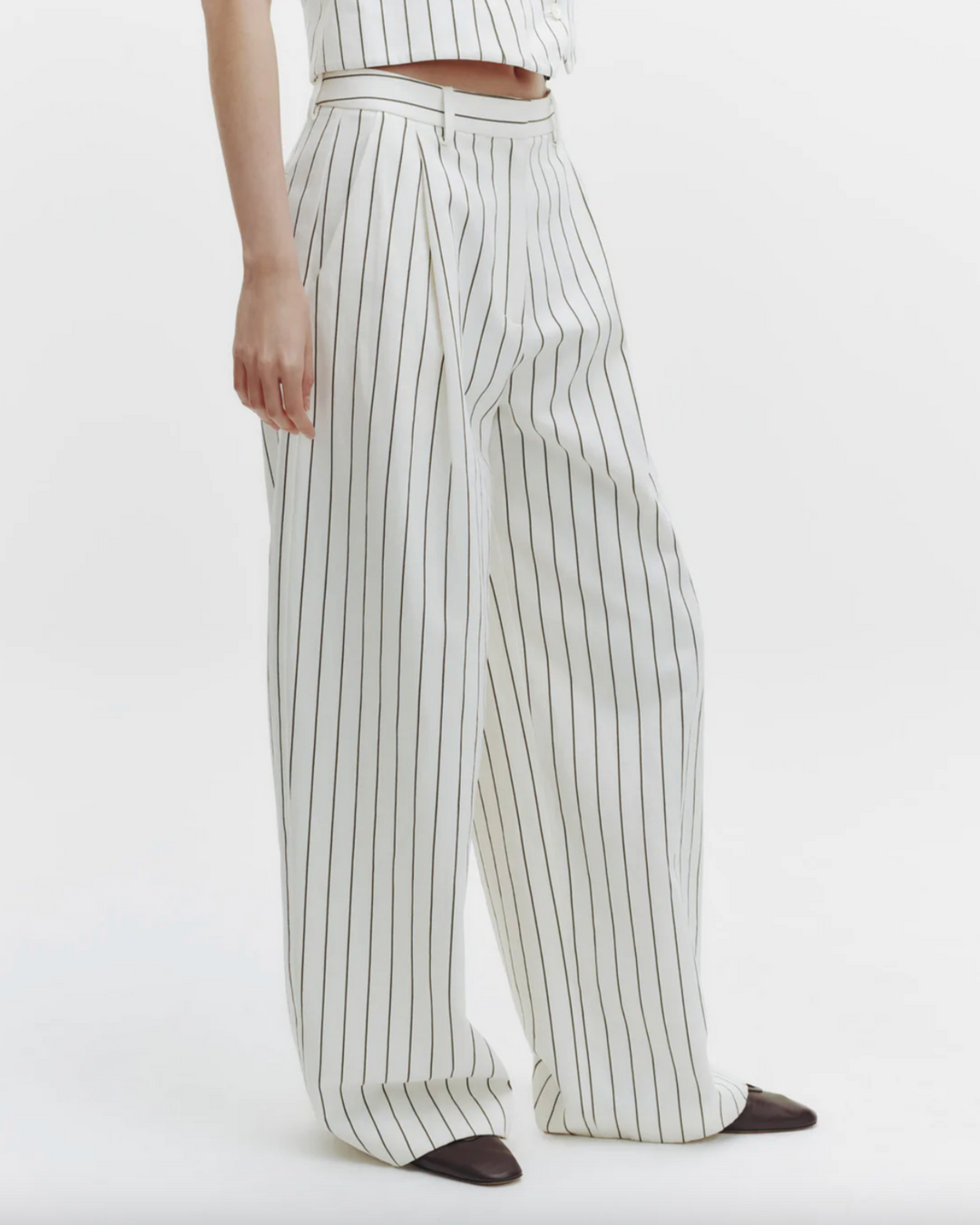 PREORDER Greenwich Avenue Pant | Ivory Chocolate Stripe