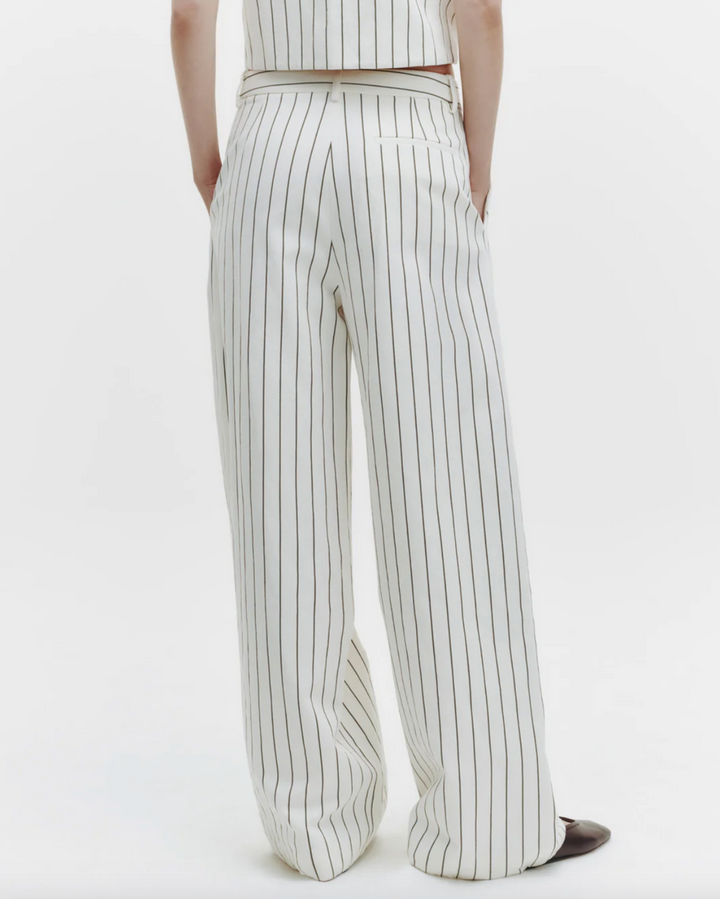 PREORDER Greenwich Avenue Pant | Ivory Chocolate Stripe