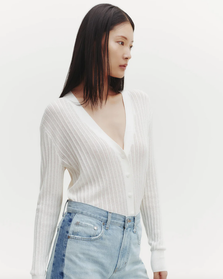 PREORDER Cardigan W/ Pointelle Detailing | Ivory