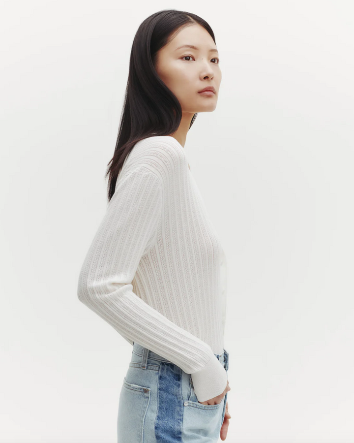PREORDER Cardigan W/ Pointelle Detailing | Ivory