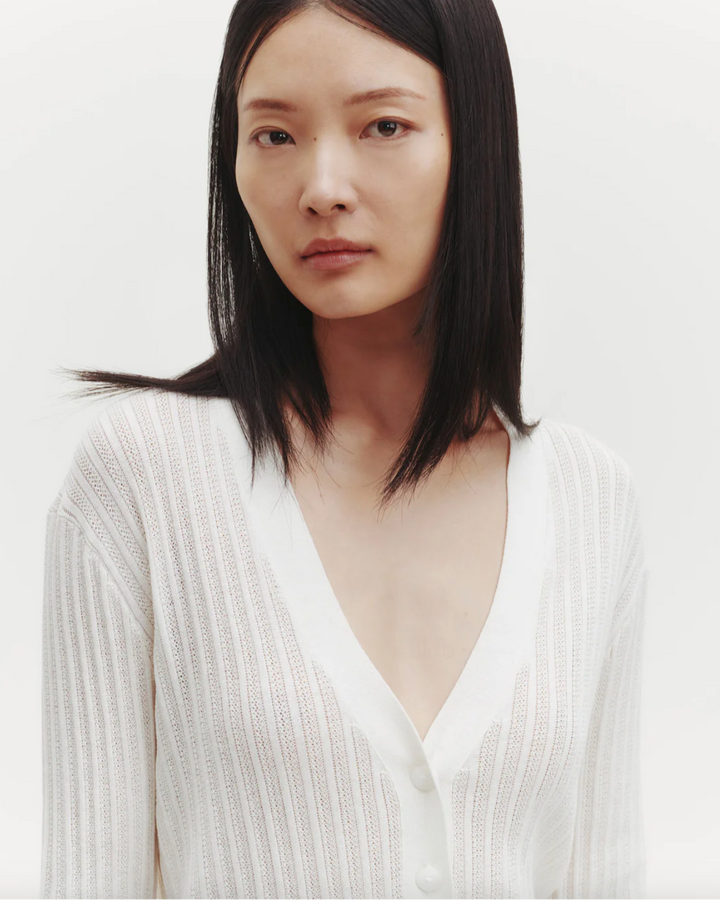 PREORDER Cardigan W/ Pointelle Detailing | Ivory