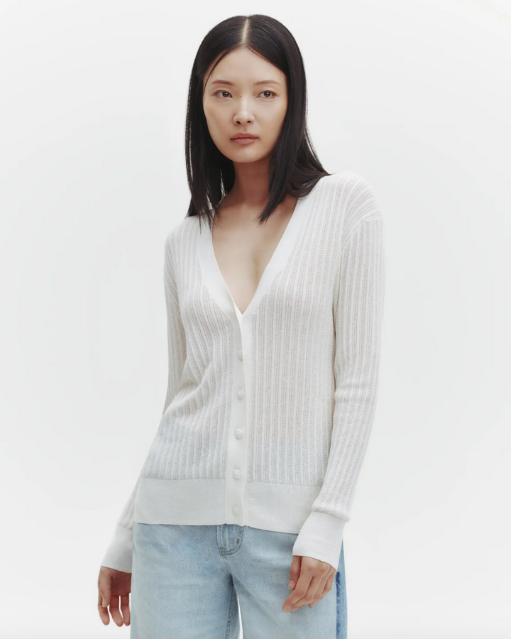 PREORDER Cardigan W/ Pointelle Detailing | Ivory
