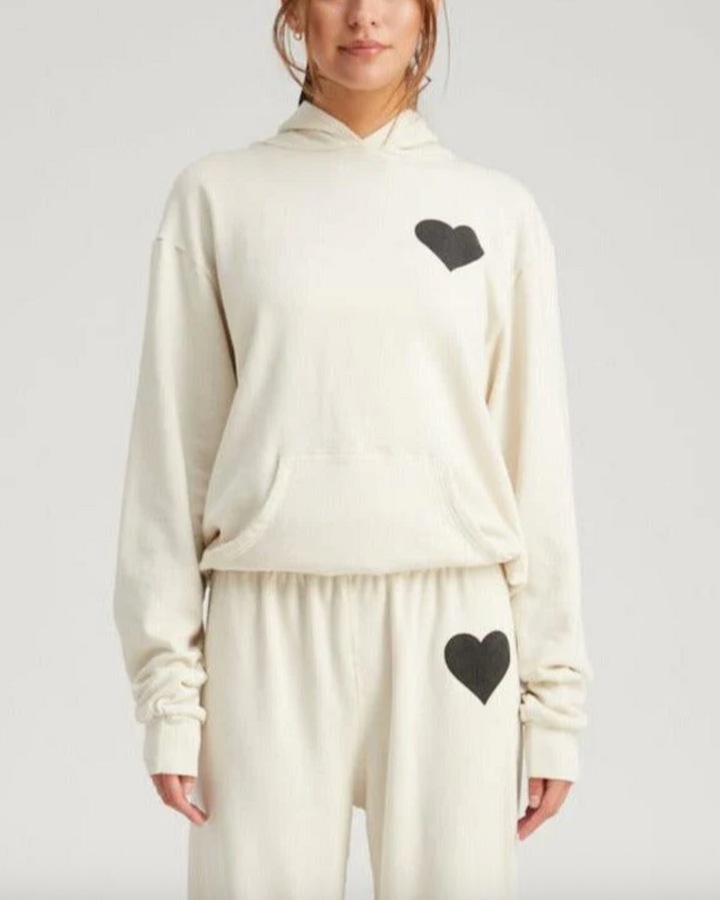 Heart Hoodie | Vintage White / Black