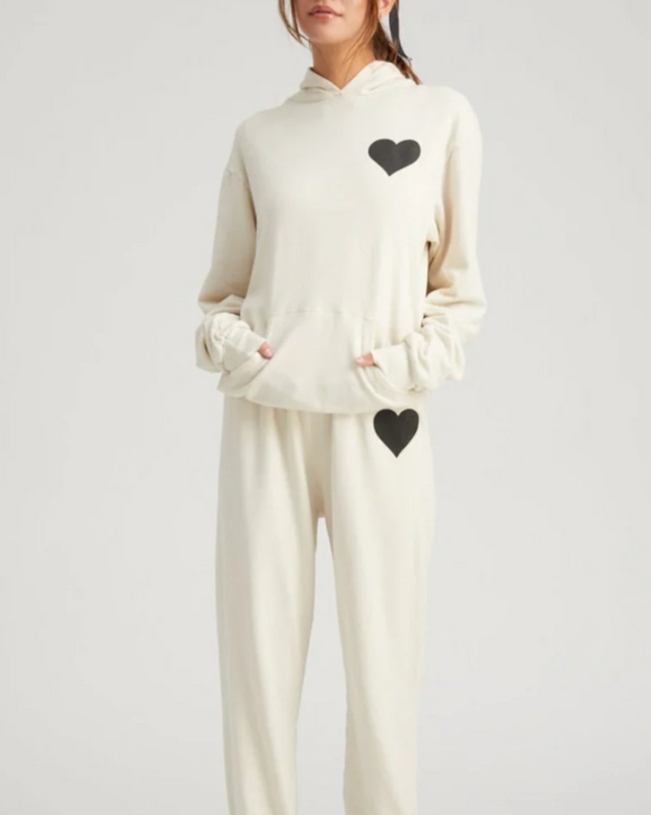 Heart Hoodie | Vintage White / Black