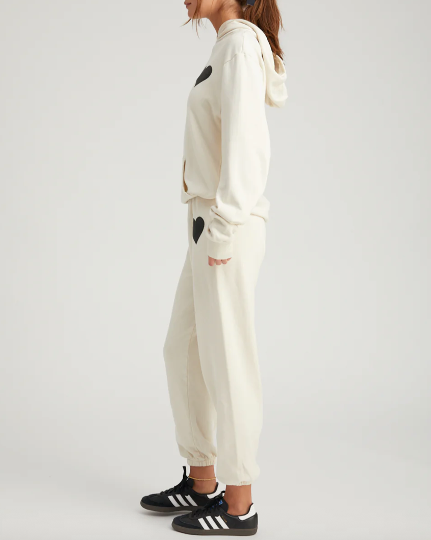 Heart Hoodie | Vintage White / Black