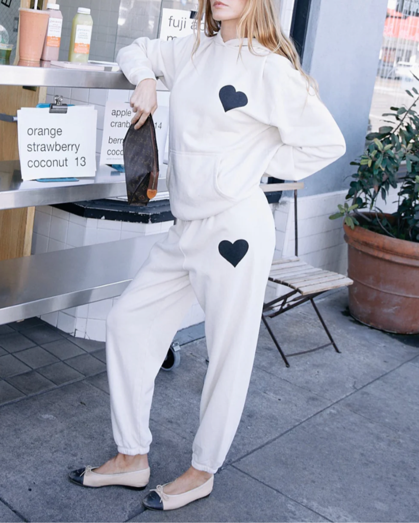 Heart Sweatpants | Vintage White / Black
