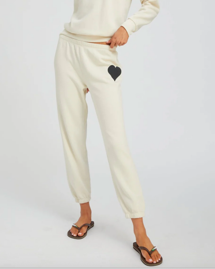 Heart Sweatpants | Vintage White / Black