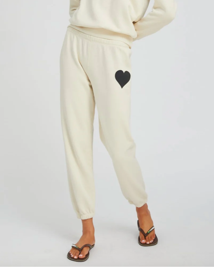 Heart Sweatpants | Vintage White / Black