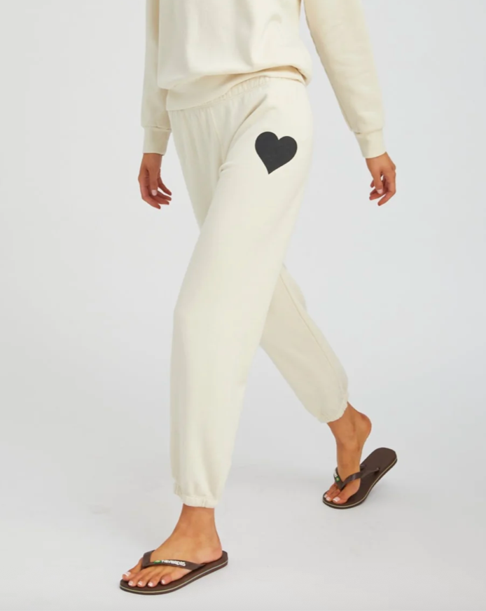 Heart Sweatpants | Vintage White / Black