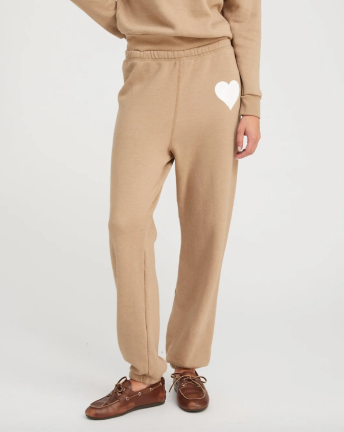 Heart Sweatpants | Latte / White