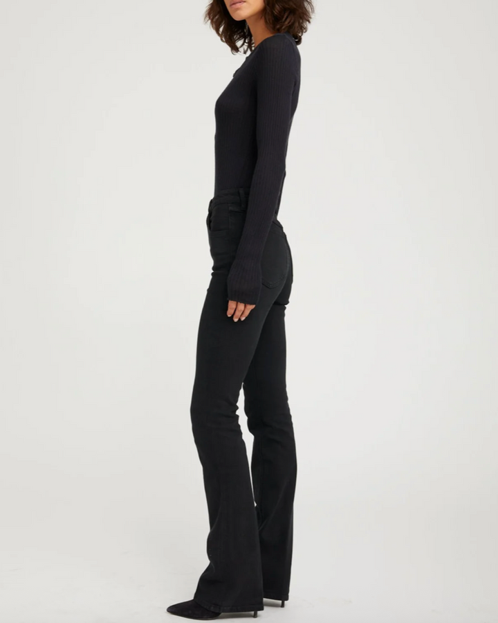 Long Sleeve Henley Top | Black